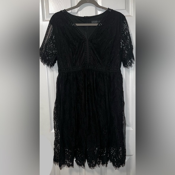 Funlingo Women’s Boho Black Lace Mini Dress, Short Sleeve Lined, Size: XL, NWT - Picture 11 of 13